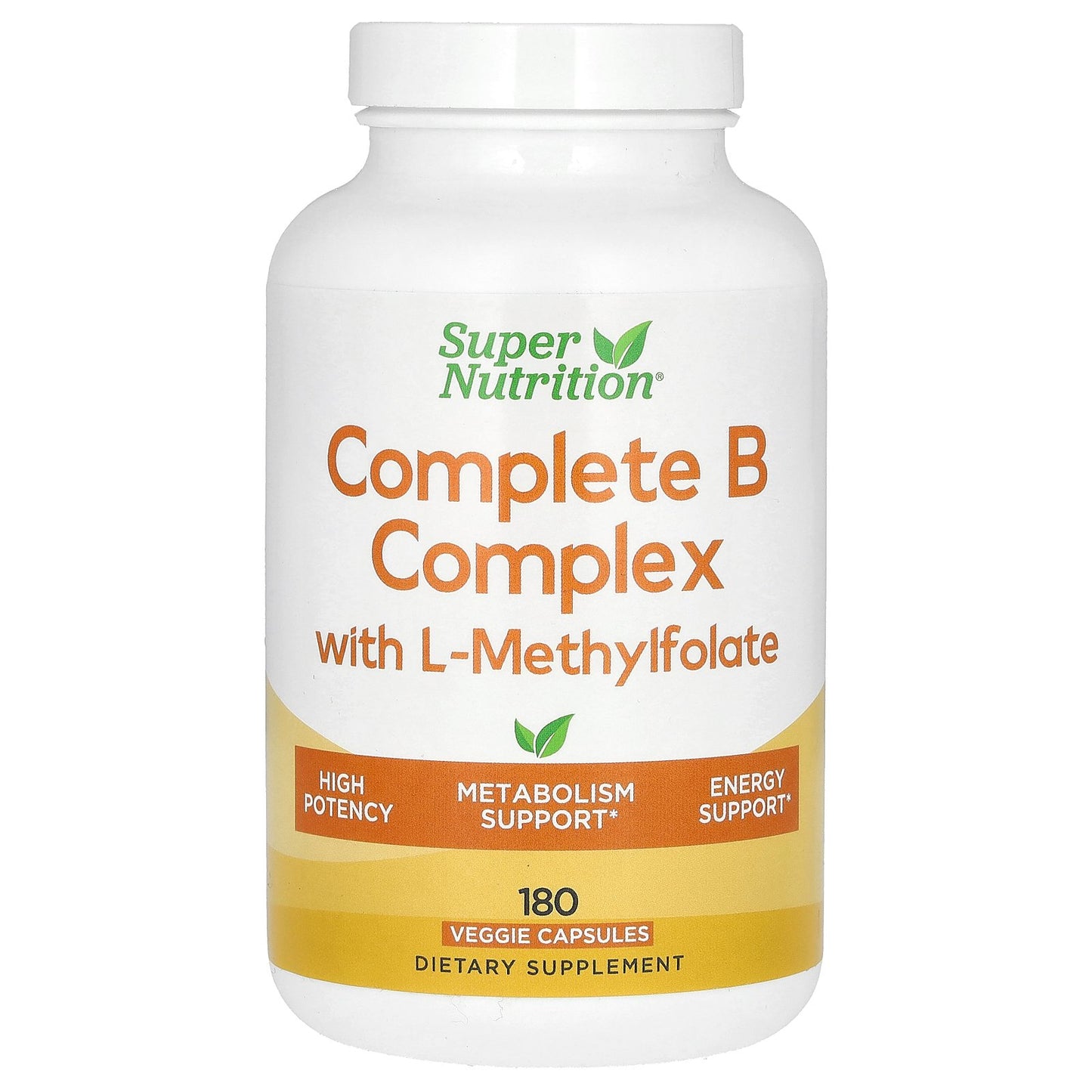Super Nutrition, Complete B Complex with L-Methylfolate and Methylcobalamin B12, 180 Veggie Capsules