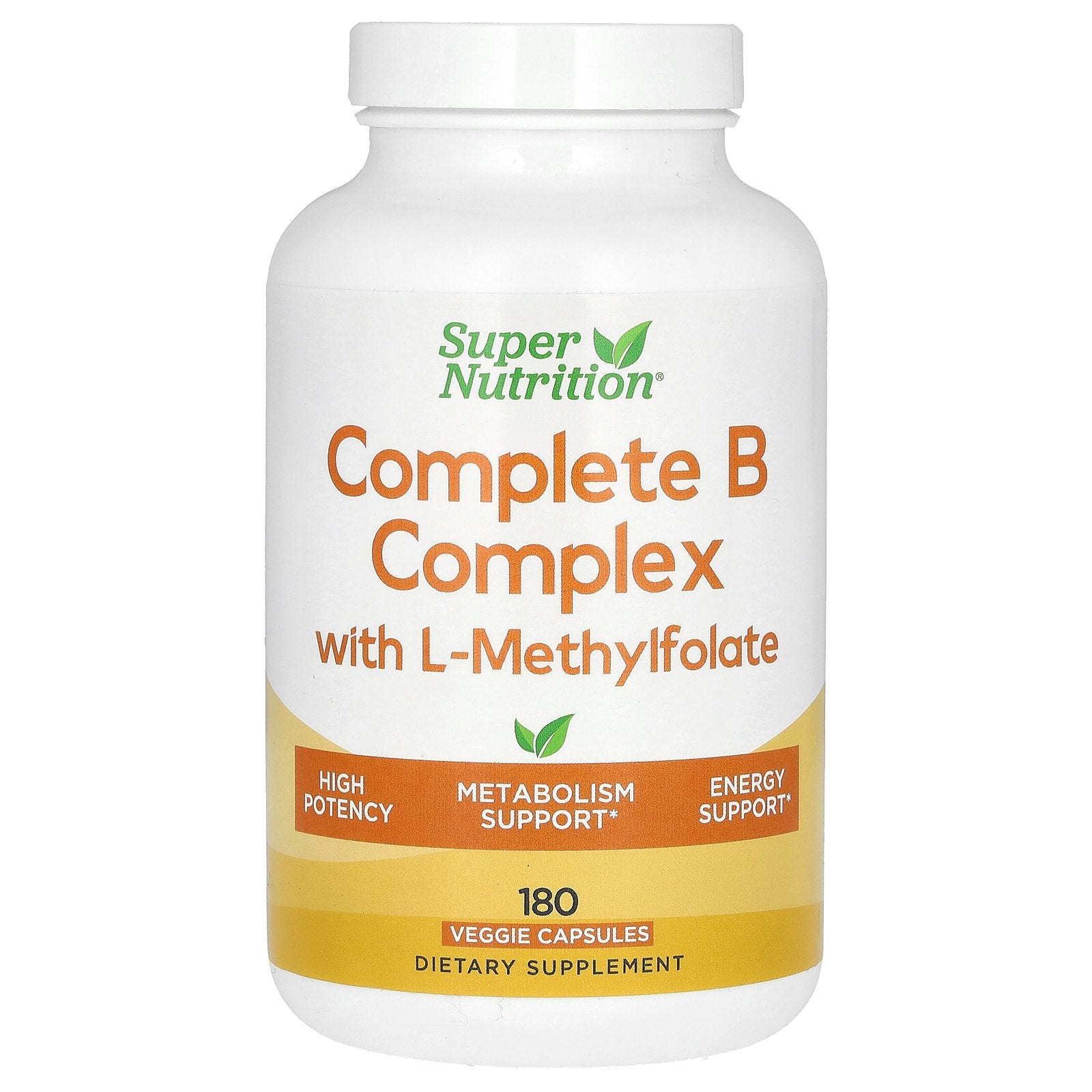 Super Nutrition, Complete B Complex with L-Methylfolate and Methylcobalamin B12, 180 Veggie Capsules