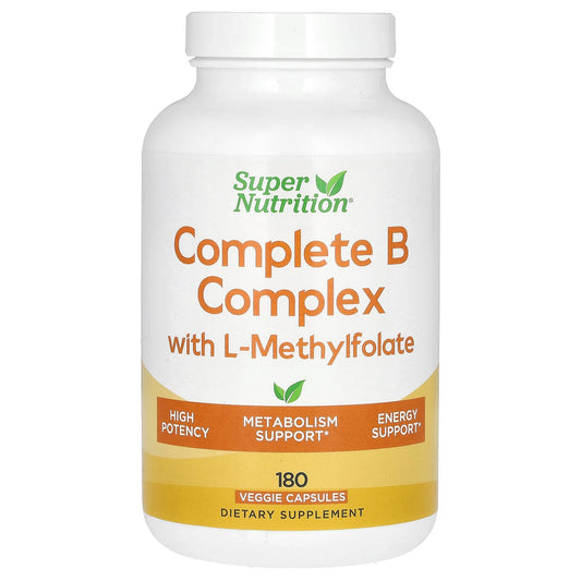Super Nutrition, Complete B Complex with L-Methylfolate and Methylcobalamin B12, 180 Veggie Capsules