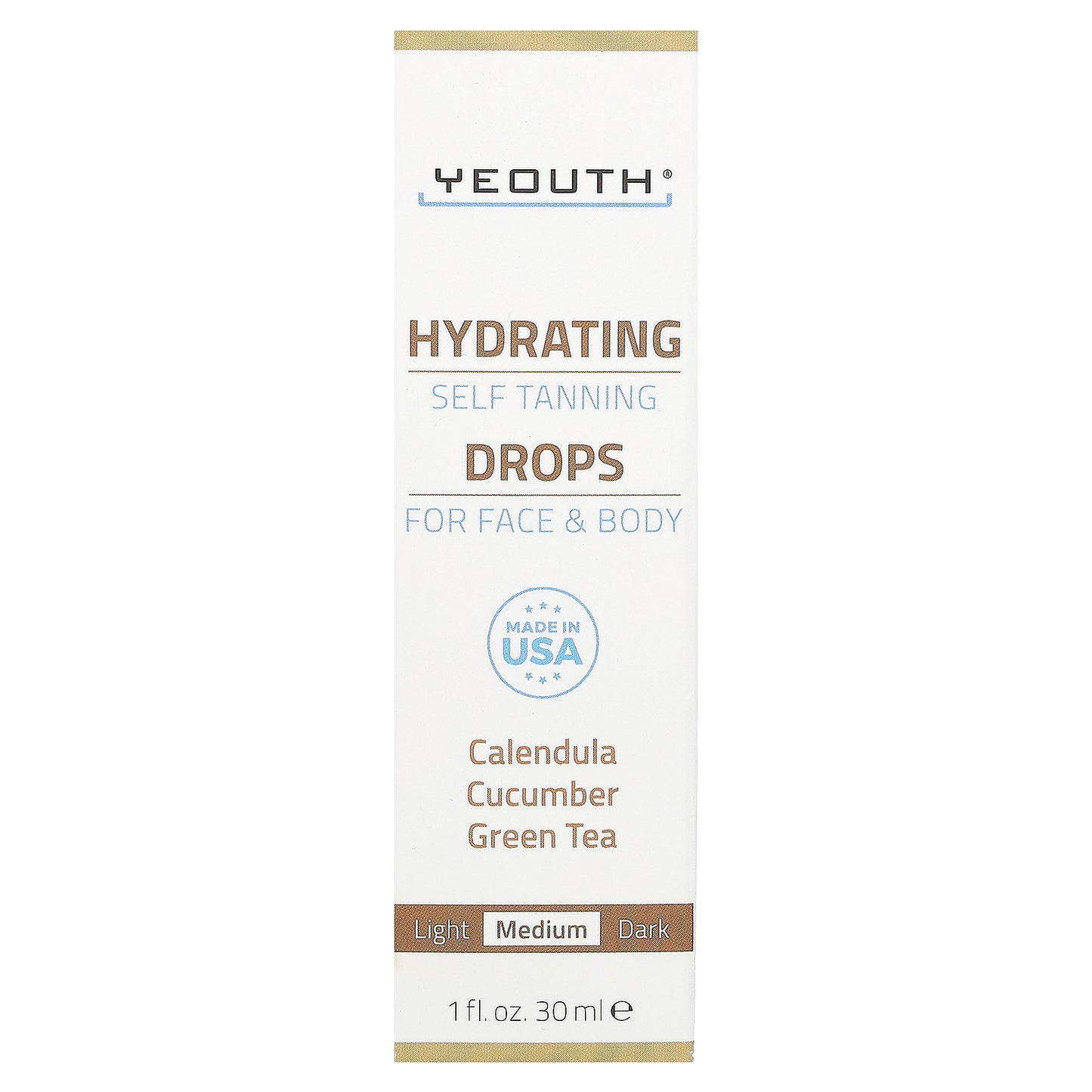 YEOUTH, Hydrating Self Tanning Drops, For Face & Body, Medium, 1 fl oz (30 ml)