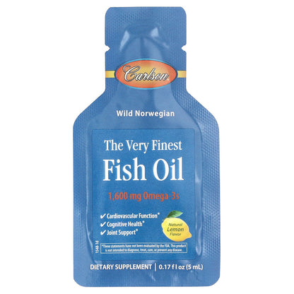 Carlson, Norwegian, The Very Finest Fish Oil, Natural Lemon, 15 Packets, (5 ml) Each