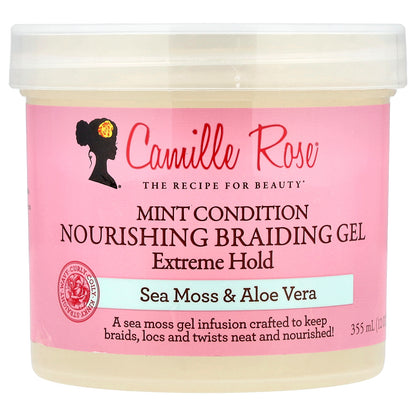 Camille Rose, Mint Condition Nourishing Braiding Gel, Extreme Hold, Sea Moss & Aloe Vera, 12 oz (355 ml)