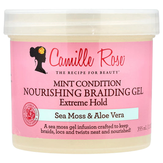 Camille Rose, Mint Condition Nourishing Braiding Gel, Extreme Hold, Sea Moss & Aloe Vera, 12 oz (355 ml)