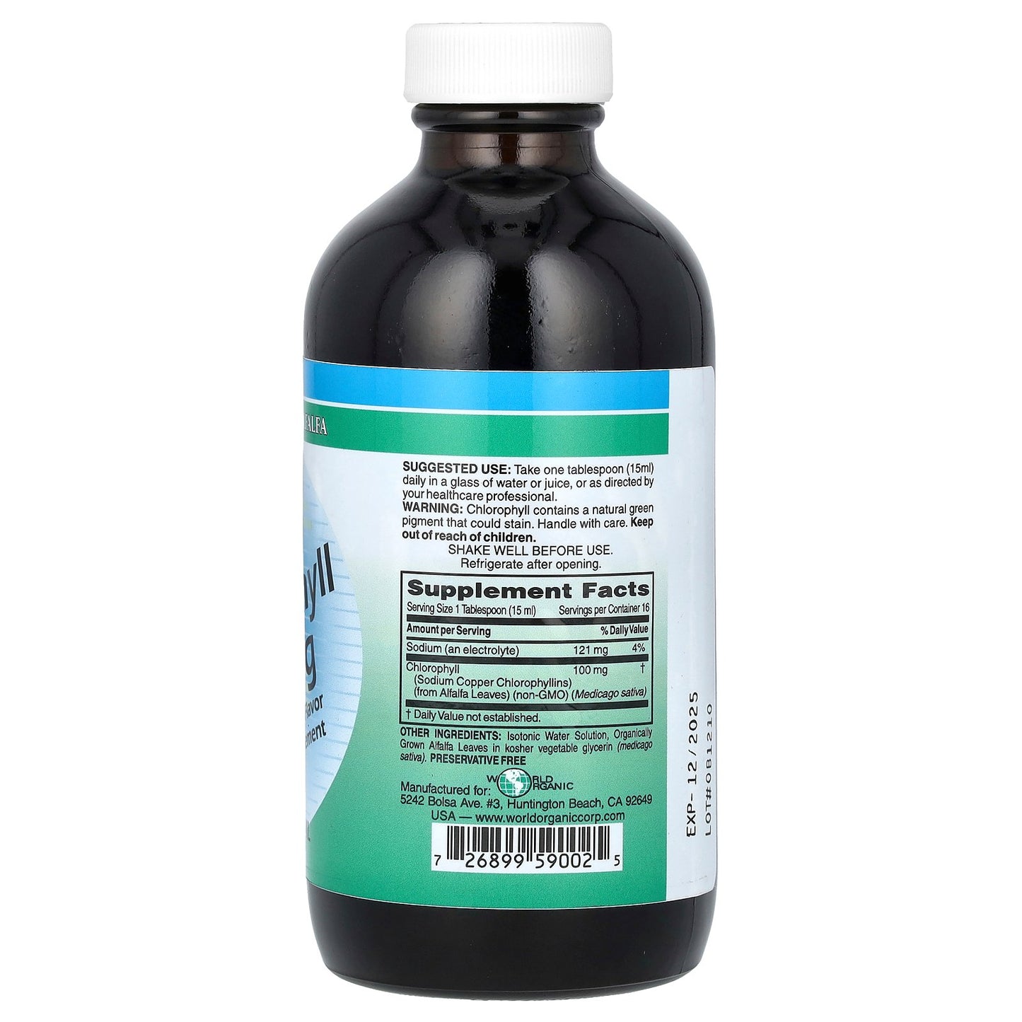 World Organic, Liquid Chlorophyll, 100 mg, 8 fl oz (237 ml)