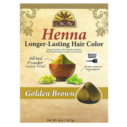 Okay Pure Naturals, Henna, Longer-Lasting Hair Color, Golden Brown , 2 oz (56.7 g)