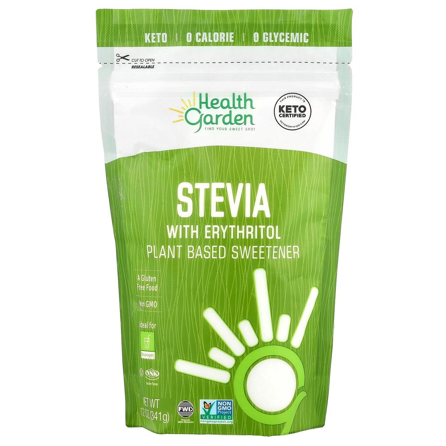 Health Garden, Stevia With Erythritol, 12 oz (341 g)