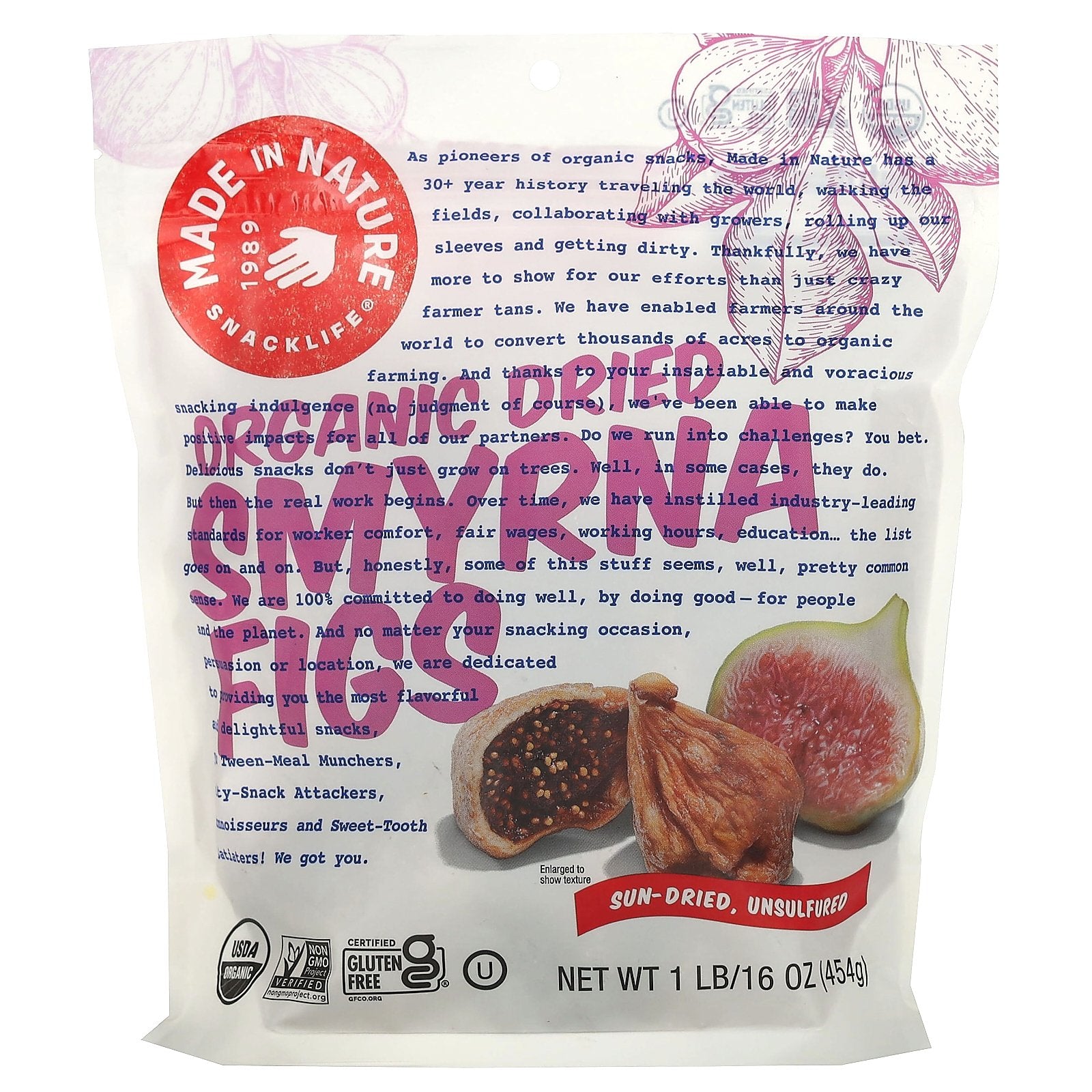 Made in Nature, Organic Dried Smyrna Figs, Sun-Dried, Unsulfured, 1 lb (454 g)