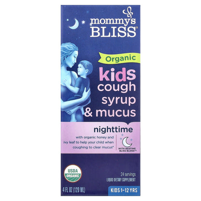 Mommy's Bliss, Kids Organic Cough Syrup & Mucus, Night Time, 1-12 Yrs, 4 fl oz (120 ml)