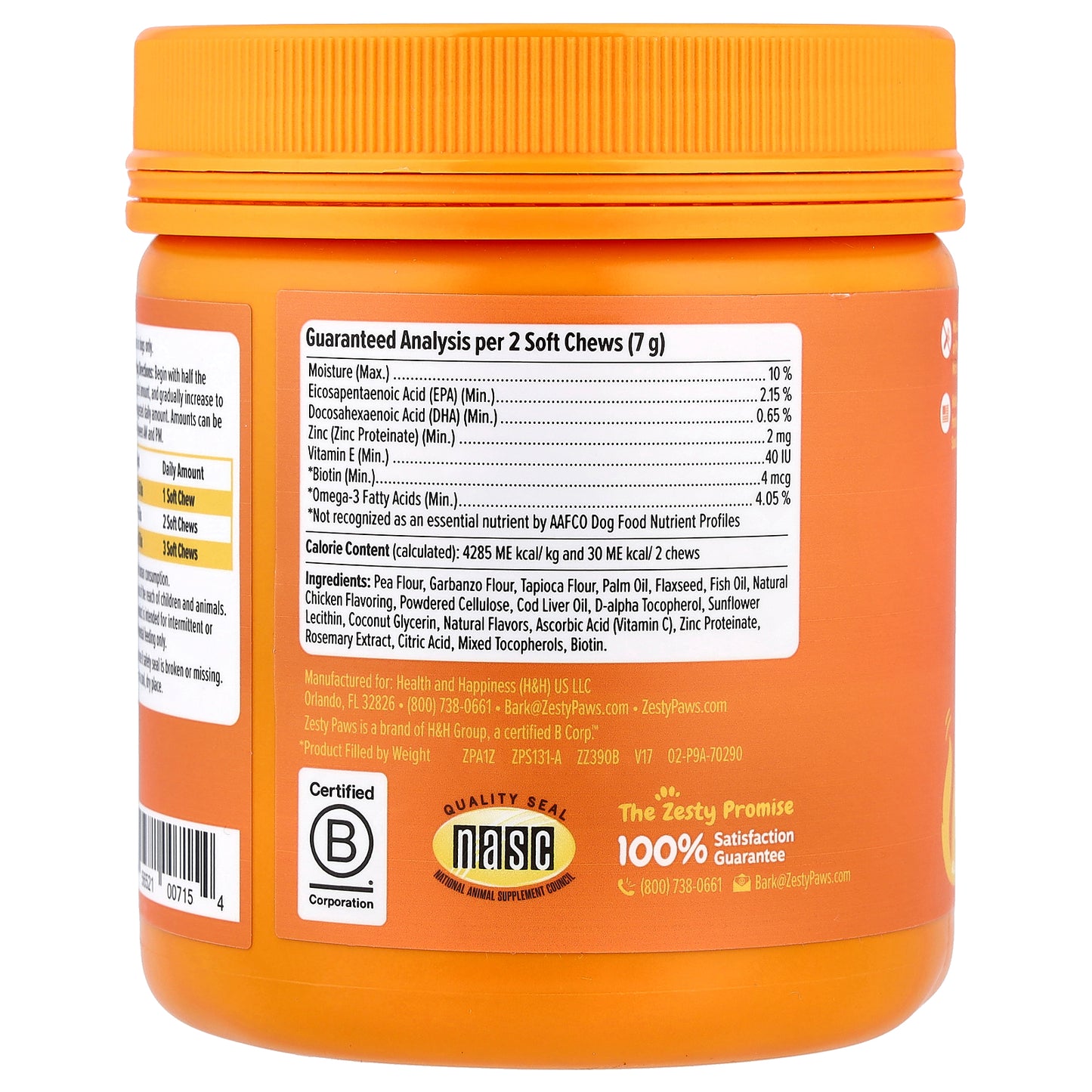 Zesty Paws, Skin & Coat Bites, For Dogs, All Ages, Chicken, 90 Soft Chews, 11.1 oz (315 g)