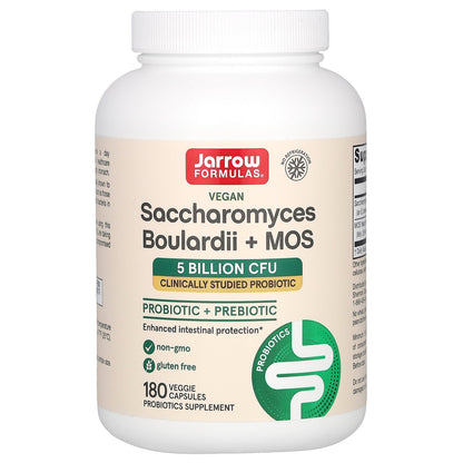 Jarrow Formulas, Vegan Saccharomyces Boulardii + MOS, 5 Billion CFU, 180 Veggie Capsules