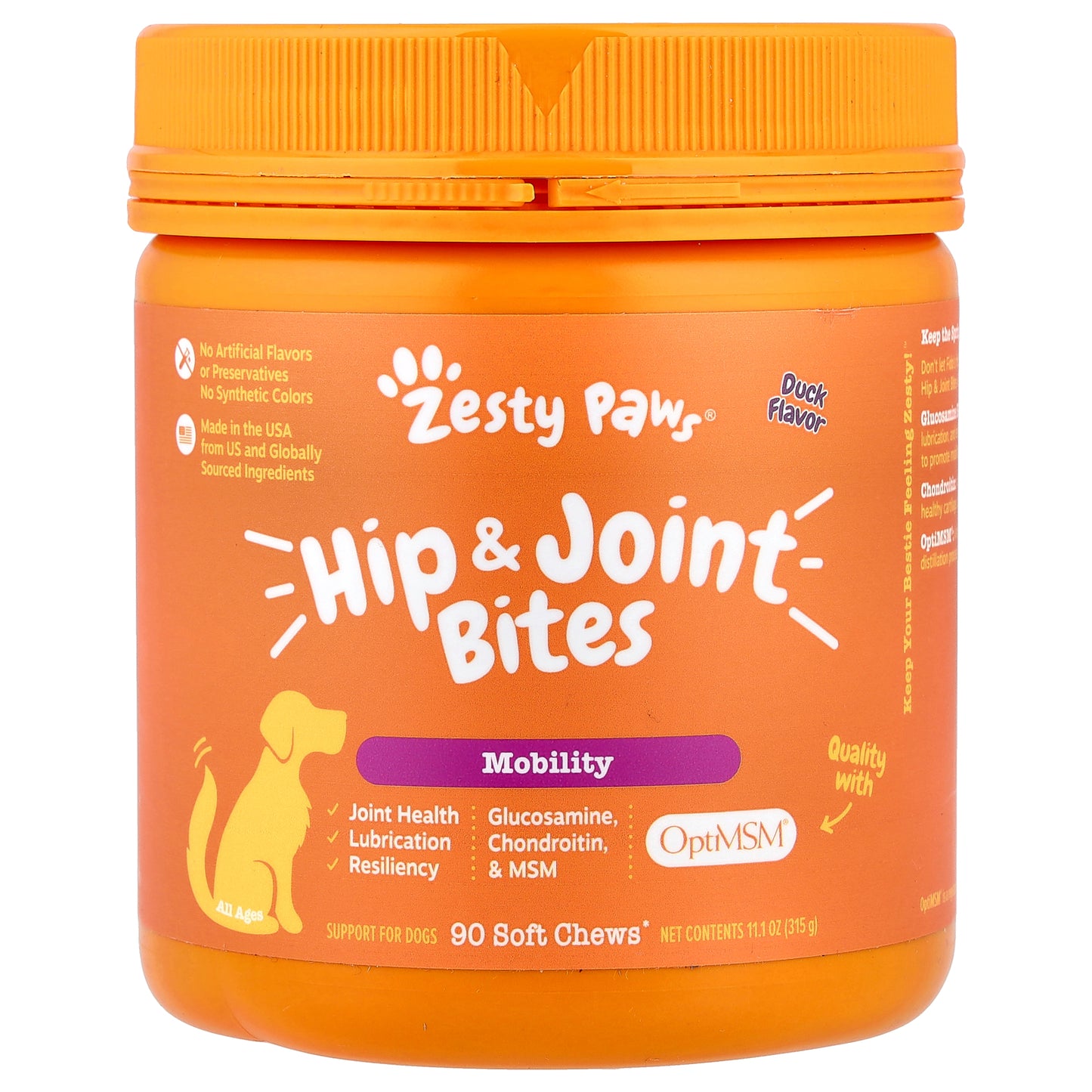 Zesty Paws, Hip & Joint Bites, For Dogs, All Ages, Duck, 90 Soft Chews, 11.1 oz (315 g)