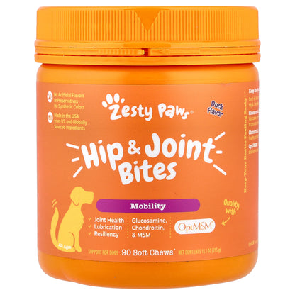 Zesty Paws, Hip & Joint Bites, For Dogs, All Ages, Duck, 90 Soft Chews, 11.1 oz (315 g)