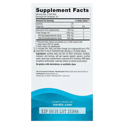 Nordic Naturals, Ultimate Omega® + CoQ10, Lemon, 60 Soft Gels