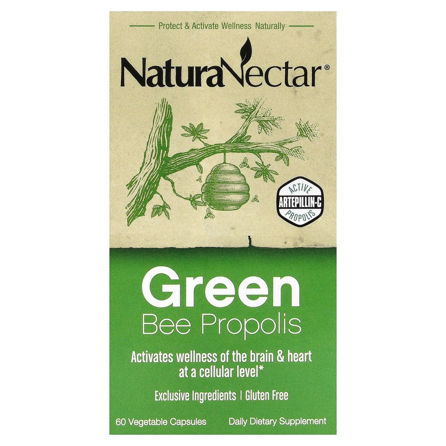 NaturaNectar, Green Bee Propolis, 60 Vegetable Capsules