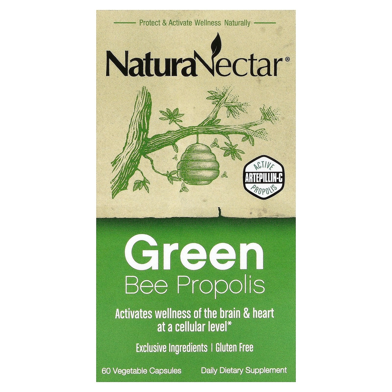 NaturaNectar, Green Bee Propolis, 60 Vegetable Capsules