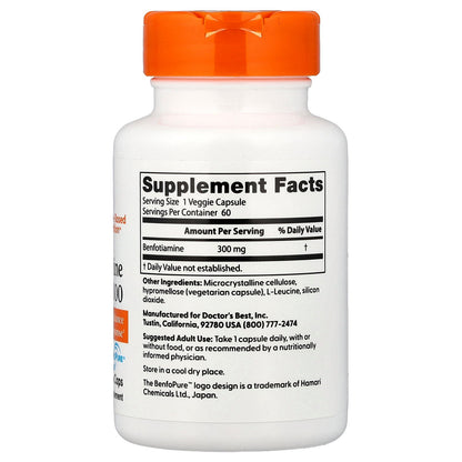 Doctor's Best, Benfotiamine 300, 300 mg, 60 Veggie Caps