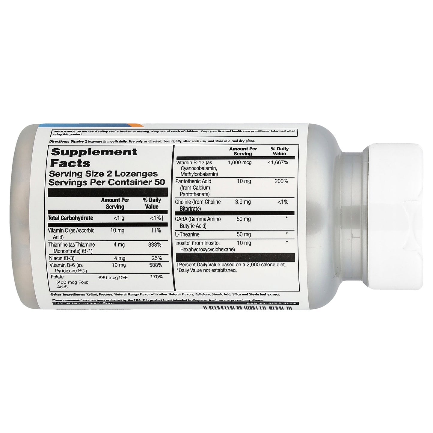 KAL, GABA L-Theanine Stress B, Mango Tangerine, 100 Lozenges