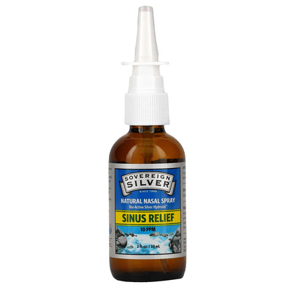 Sovereign Silver, Bio-Active Silver Hydrosol, Natural Nasal Spray, Sinus Relief, 10 PPM, 2 fl oz (59 ml) (10 ppm per 5 Sprays)