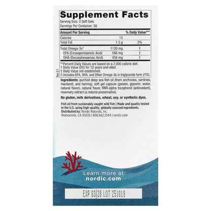 Nordic Naturals, Teen, Ultimate Omega® Fish Oil, Ages 12+, Strawberry, 60 Mini Soft Gels