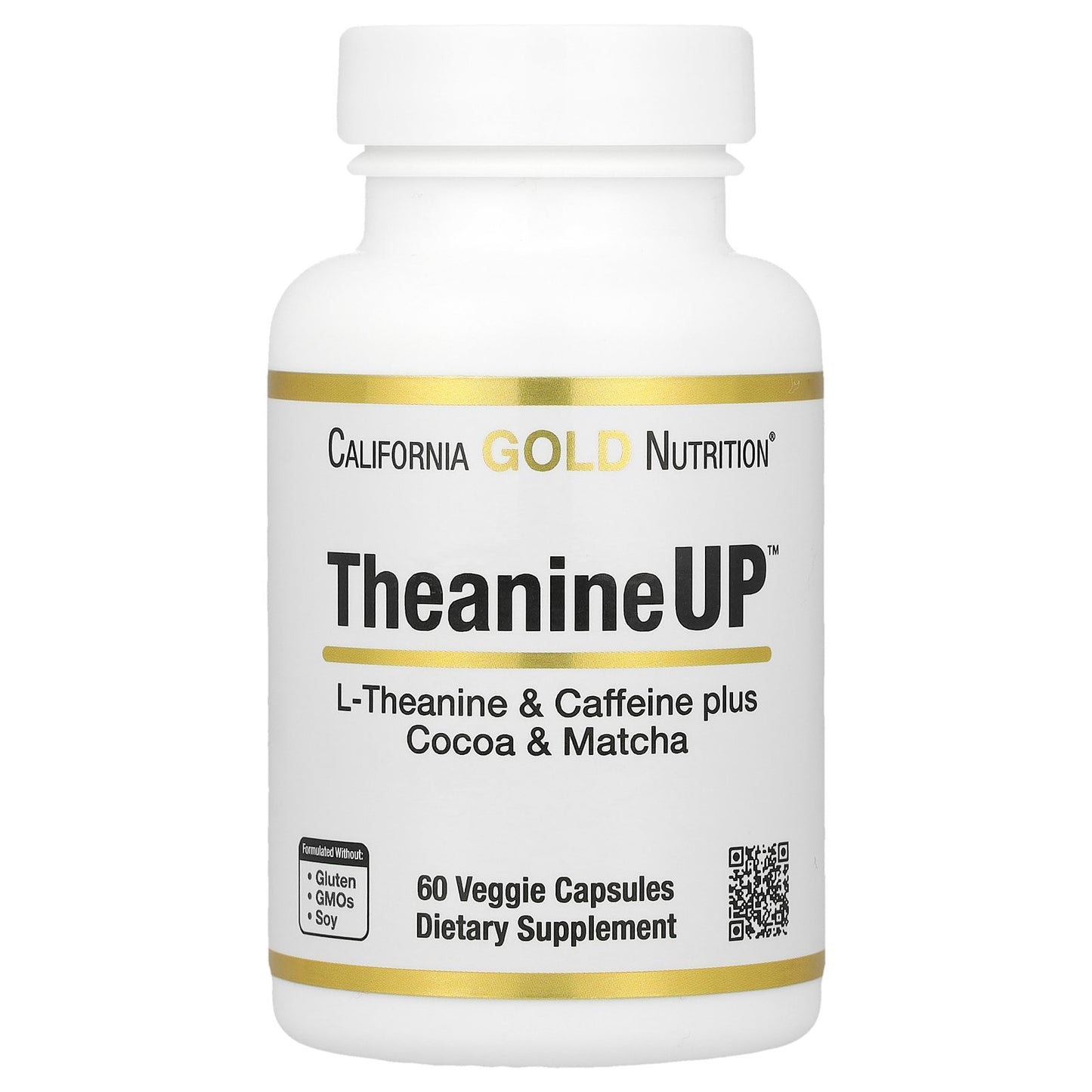 California Gold Nutrition, TheanineUP™, L-Theanine & Caffeine Plus Cocoa, and Matcha, 60 Veggie Capsules
