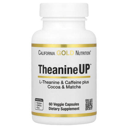 California Gold Nutrition, TheanineUP™, L-Theanine & Caffeine Plus Cocoa, and Matcha, 60 Veggie Capsules