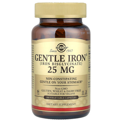 Solgar, Gentle Iron®, 25 mg, 180 Vegetable Capsules