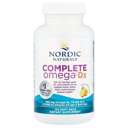 Nordic Naturals, Complete Omega™-D3, Lemon, 120 Soft Gels