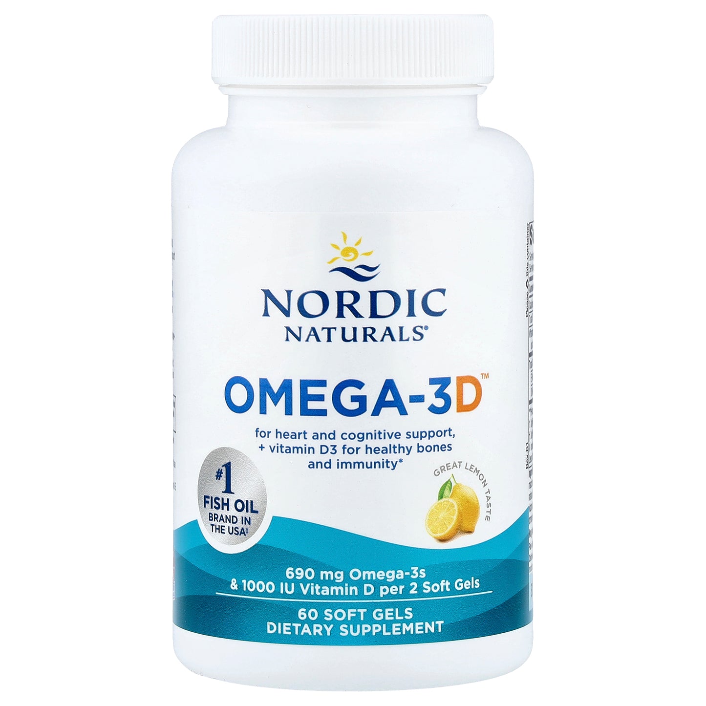 Nordic Naturals, Omega-3D™, Lemon, 60 Soft Gels