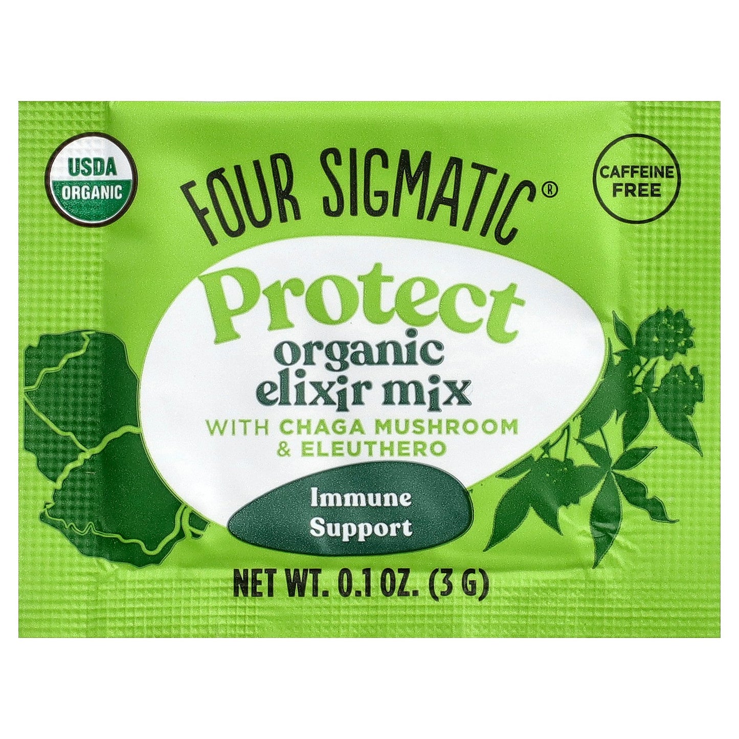 Four Sigmatic, Protect, Organic Elixir Mix With Chaga Mushroom & Eleuthero, Caffeine Free, 20 Packets, 0.1 oz (3 g) Each