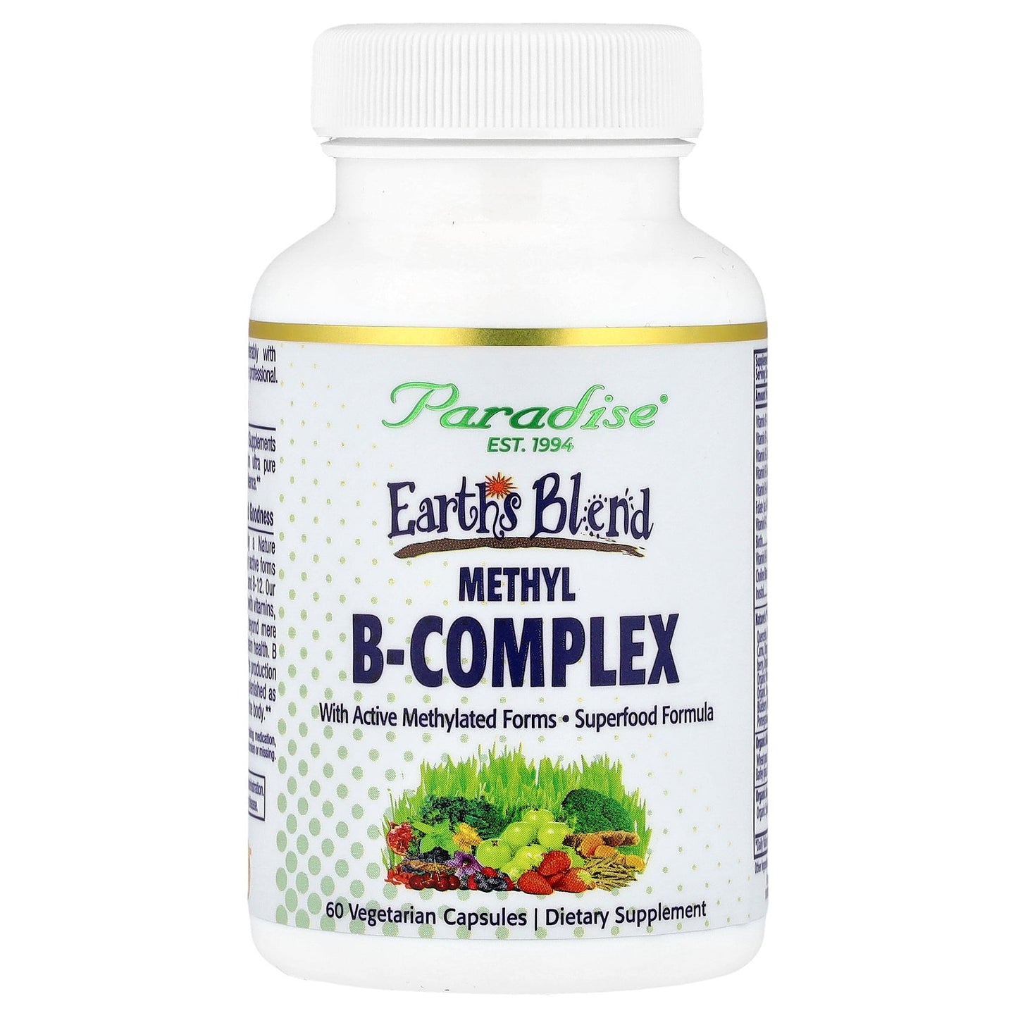 Paradise Herbs, Earth's Blend, Methyl B-Complex, 60 Vegetarian Capsules