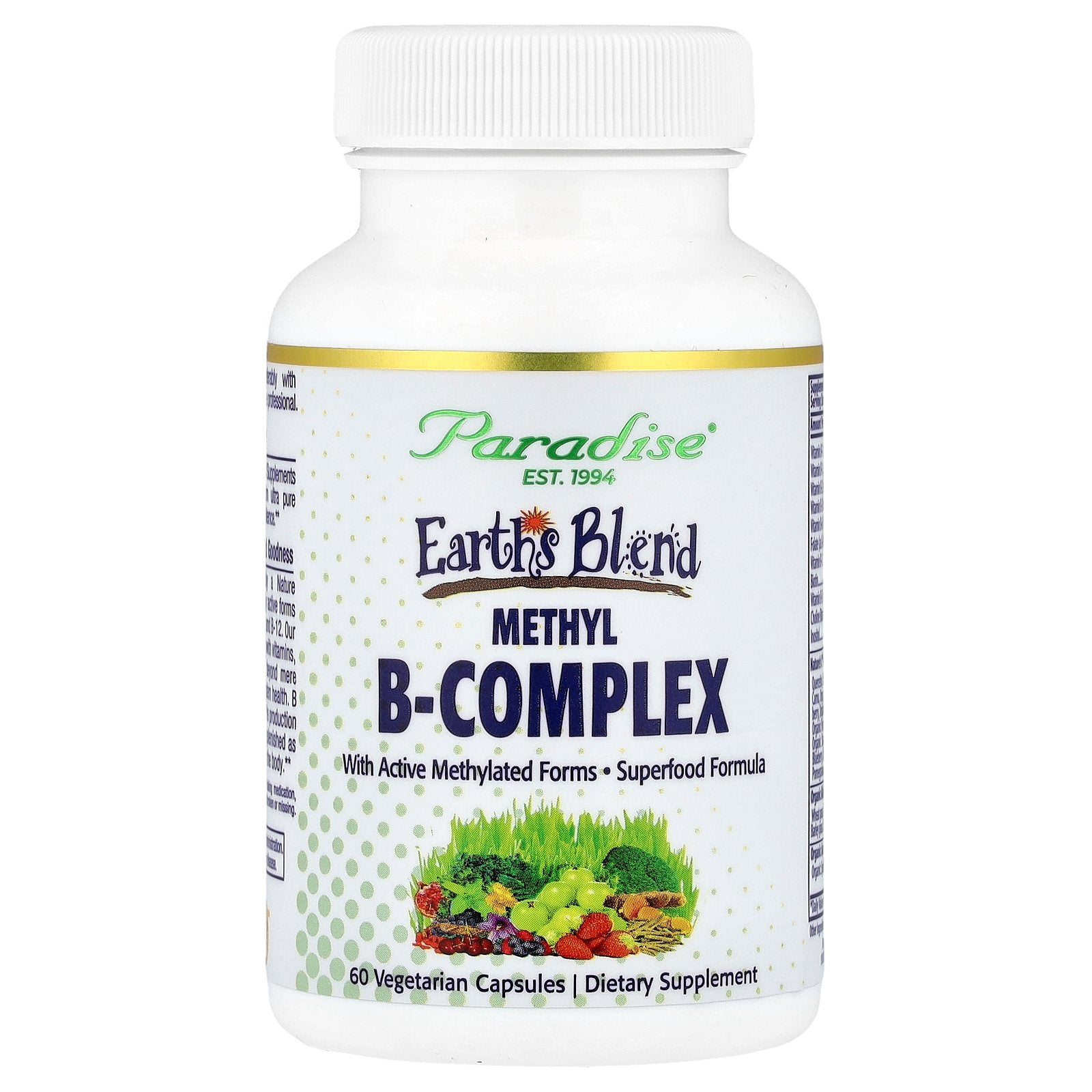 Paradise Herbs, Earth's Blend, Methyl B-Complex, 60 Vegetarian Capsules