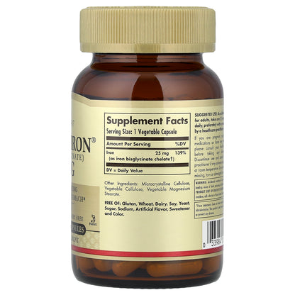 Solgar, Gentle Iron®, 25 mg, 90 Vegetable Capsules