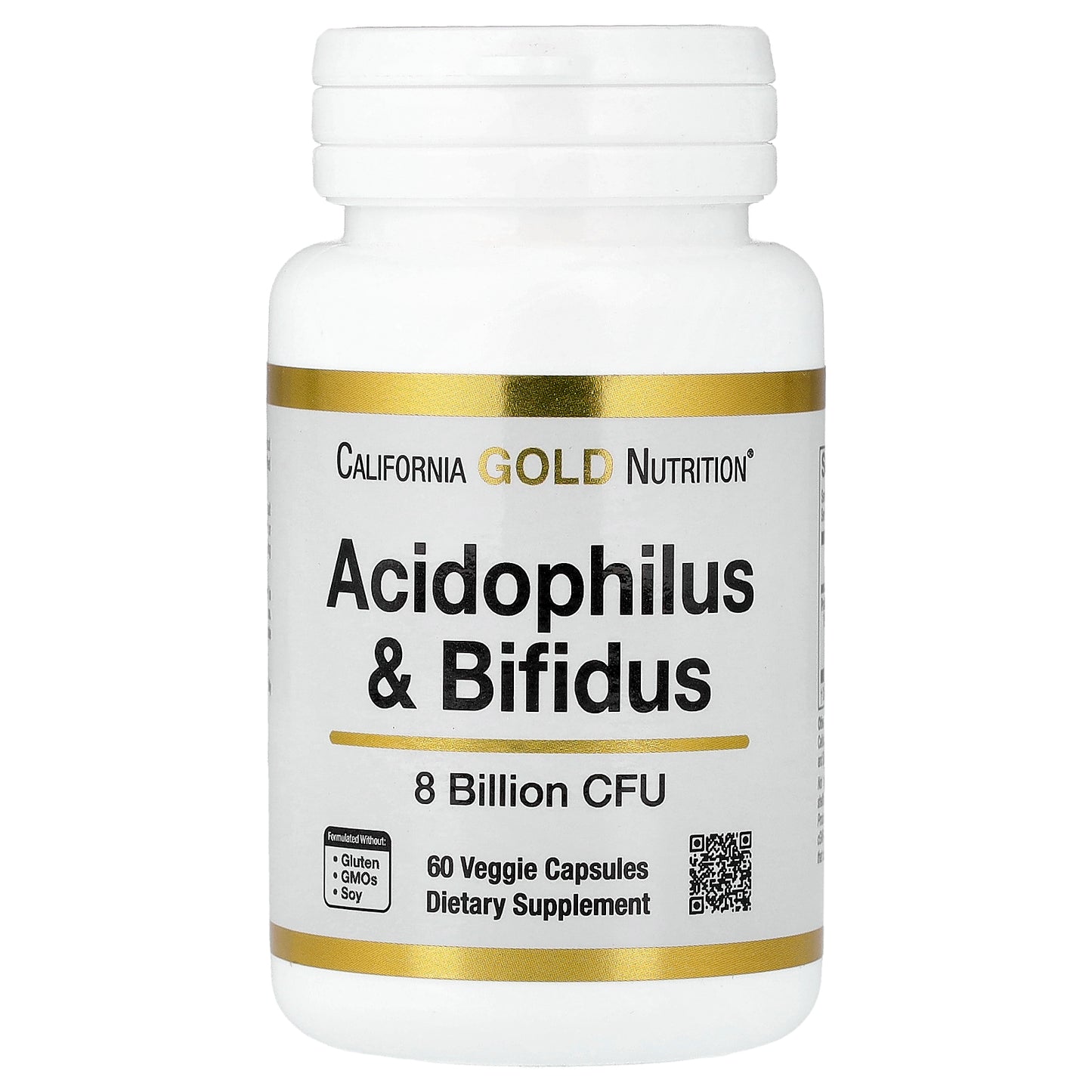 California Gold Nutrition, Acidophilus and Bifidus, Probiotic Blend with Lactobacillus acidophilus, Bifidobacterium lactis, and Bifidobacterium longum, 60 Veggie Capsules