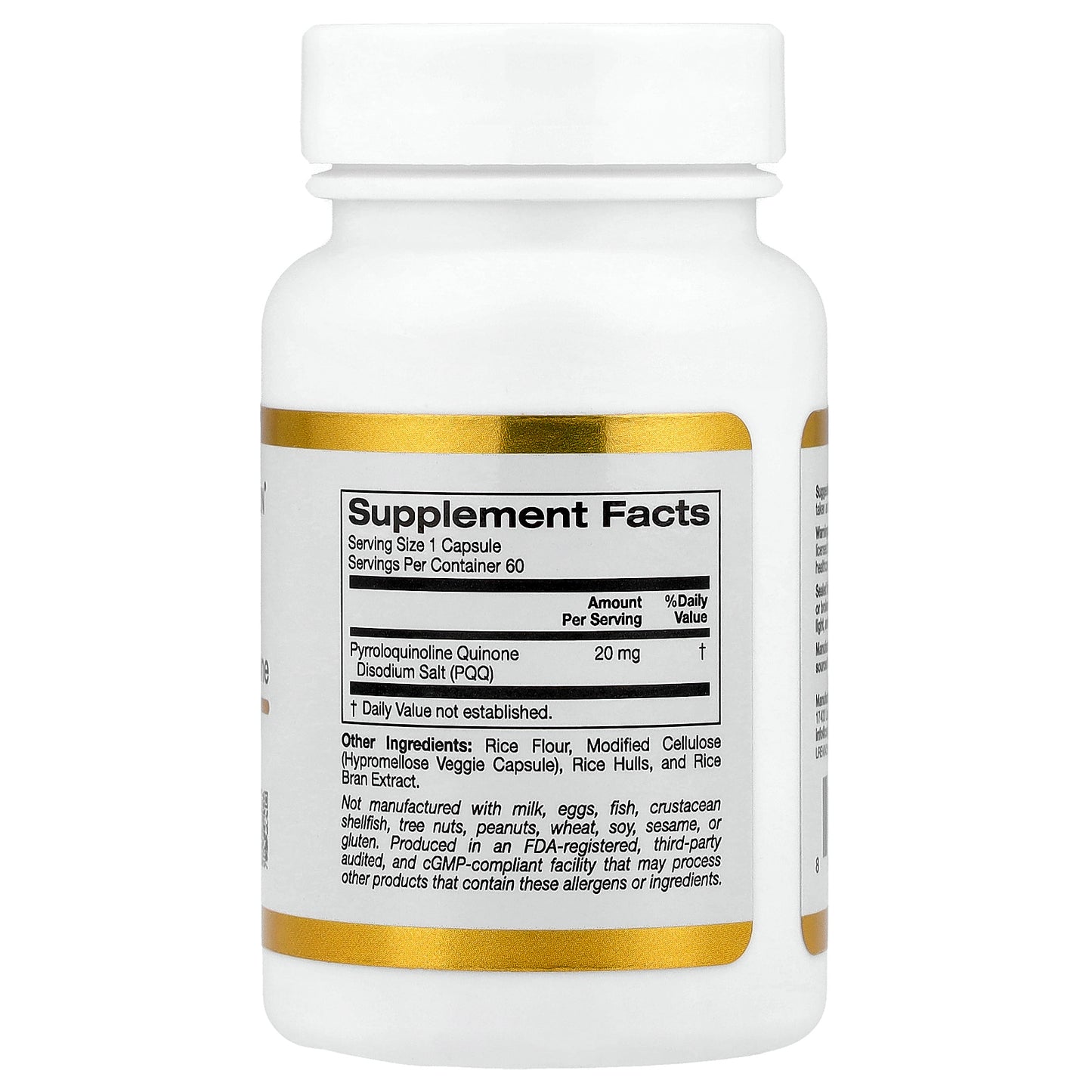 California Gold Nutrition, PQQ, 20 mg, 60 Veggie Capsules