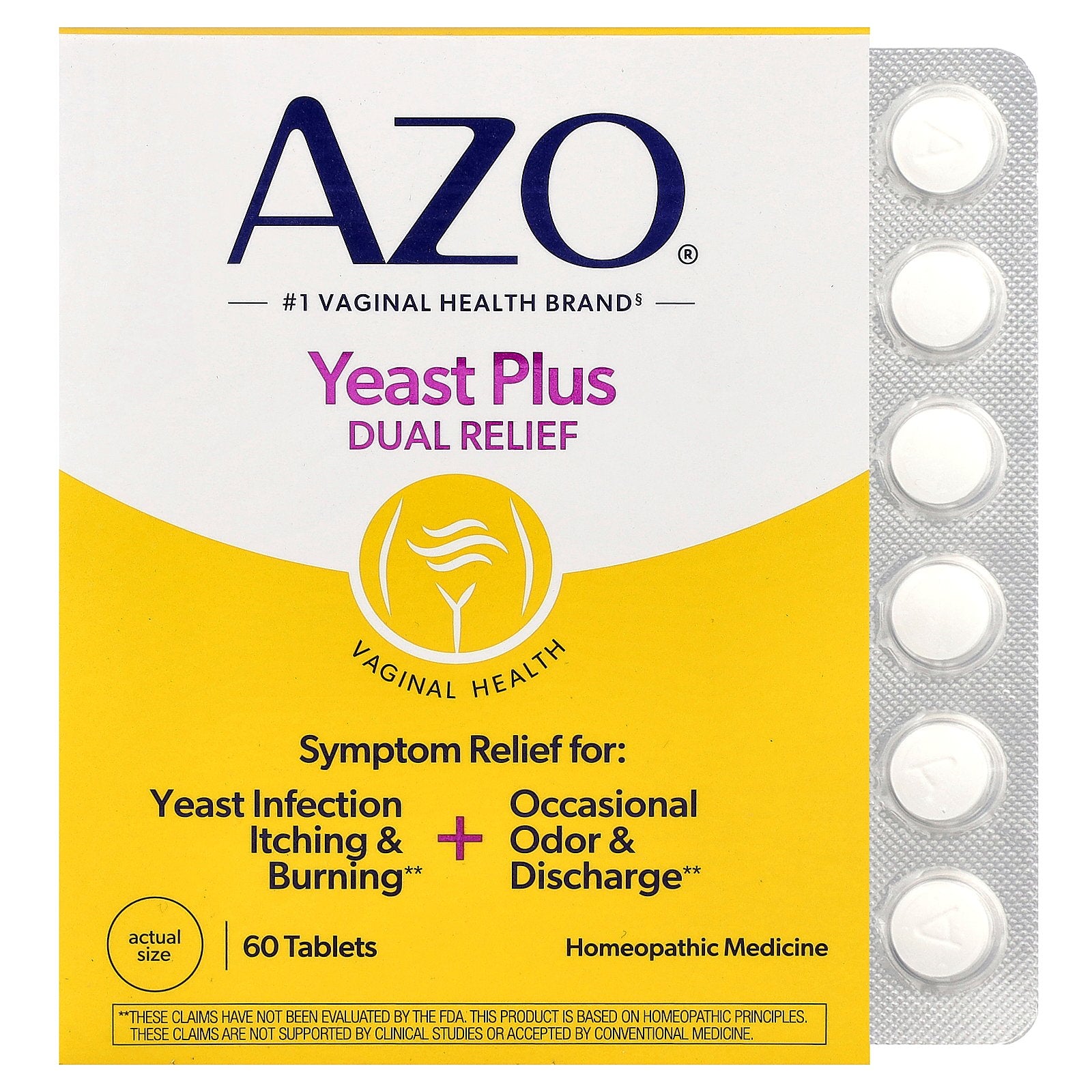 AZO, Yeast Plus, Dual Relief, 60 Tablets