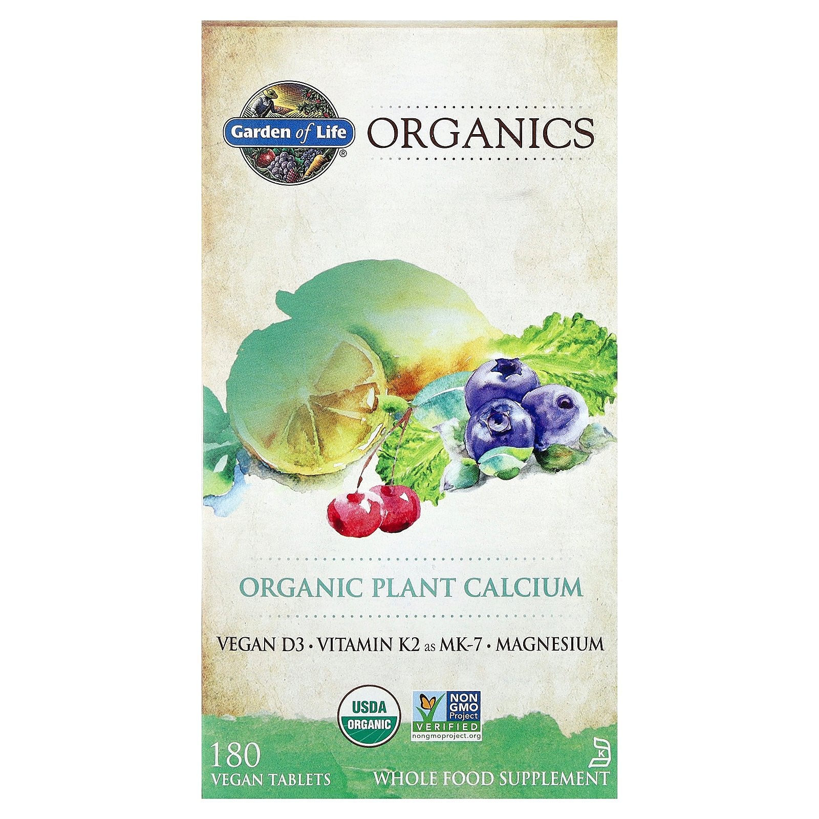 Garden of Life, Organics, Organic Plant Calcium, 180 Vegan Tablets