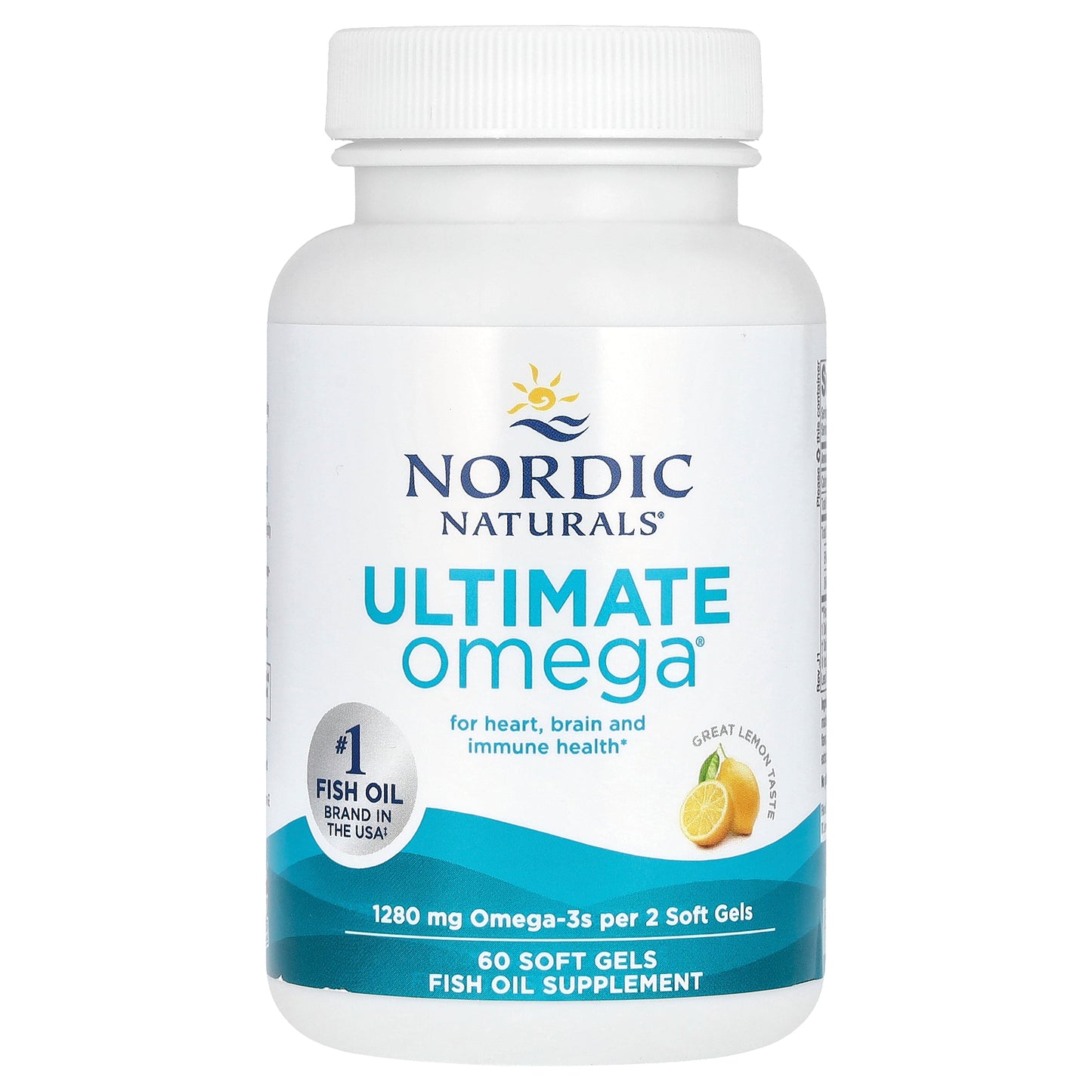 Nordic Naturals, Ultimate Omega, Lemon, 1,280 mg, 60 Soft Gels (640 mg per Soft Gel)