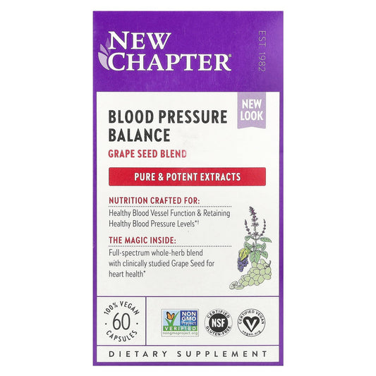 New Chapter, Blood Pressure Balance, Grape Seed Blend, 60 Vegan Capsules