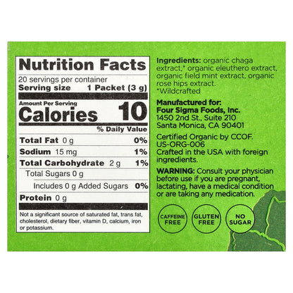 Four Sigmatic, Protect, Organic Elixir Mix With Chaga Mushroom & Eleuthero, Caffeine Free, 20 Packets, 0.1 oz (3 g) Each