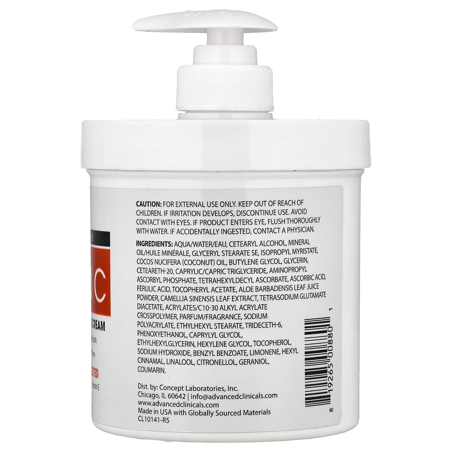 Advanced Clinicals, Vitamin C, Advanced Brightening Cream, 16 oz (454 g)