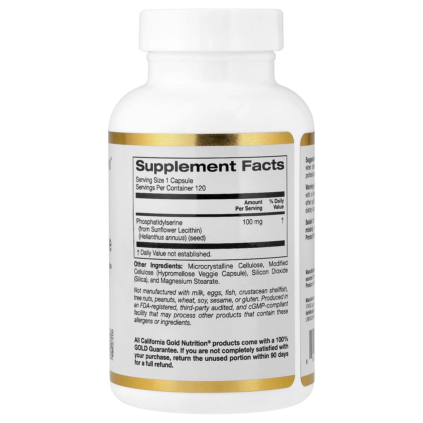 California Gold Nutrition, Sunflower Phosphatidylserine, 100 mg, 120 Veggie Capsules