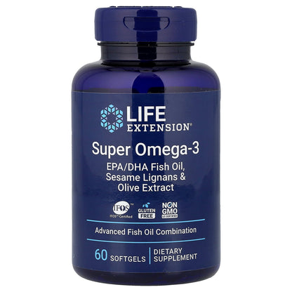 Life Extension, Super Omega-3, EPA/DHA Fish Oil, Sesame Lignans & Olive Extract, 60 Softgels