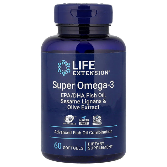 Life Extension, Super Omega-3, EPA/DHA Fish Oil, Sesame Lignans & Olive Extract, 60 Softgels
