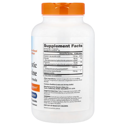 Doctor's Best, Synergistic Glucosamine MSM Formula with OptiMSM®, 180 Capsules