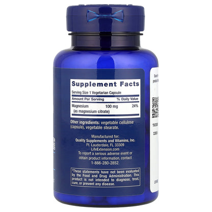 Life Extension, Magnesium (Citrate), 100 mg, 100 Vegetarian Capsules