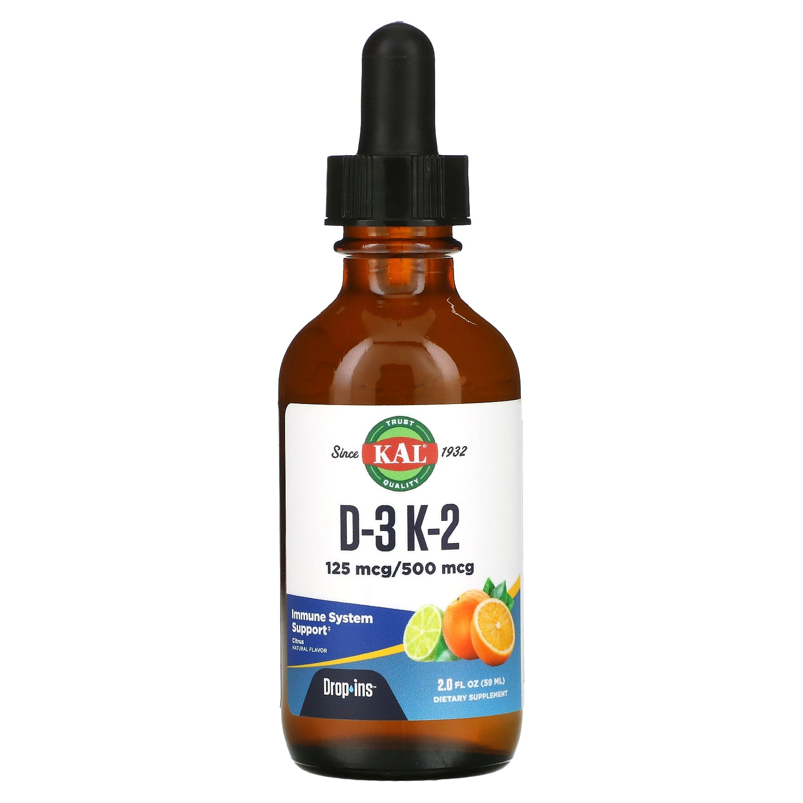 KAL, D-3 K-2 Drop, Citrus, 2 fl oz (59 ml)