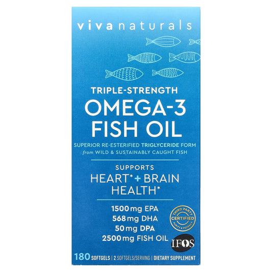 Viva Naturals, Omega-3 Fish Oil, Triple-Strength, 180 Softgels