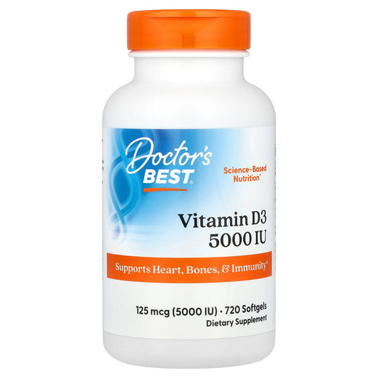 Doctor's Best, Vitamin D3, 125 mcg (5,000 IU), 720 Softgels