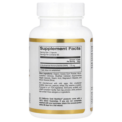 California Gold Nutrition, NMN, 175 mg, 60 Veggie Capsules