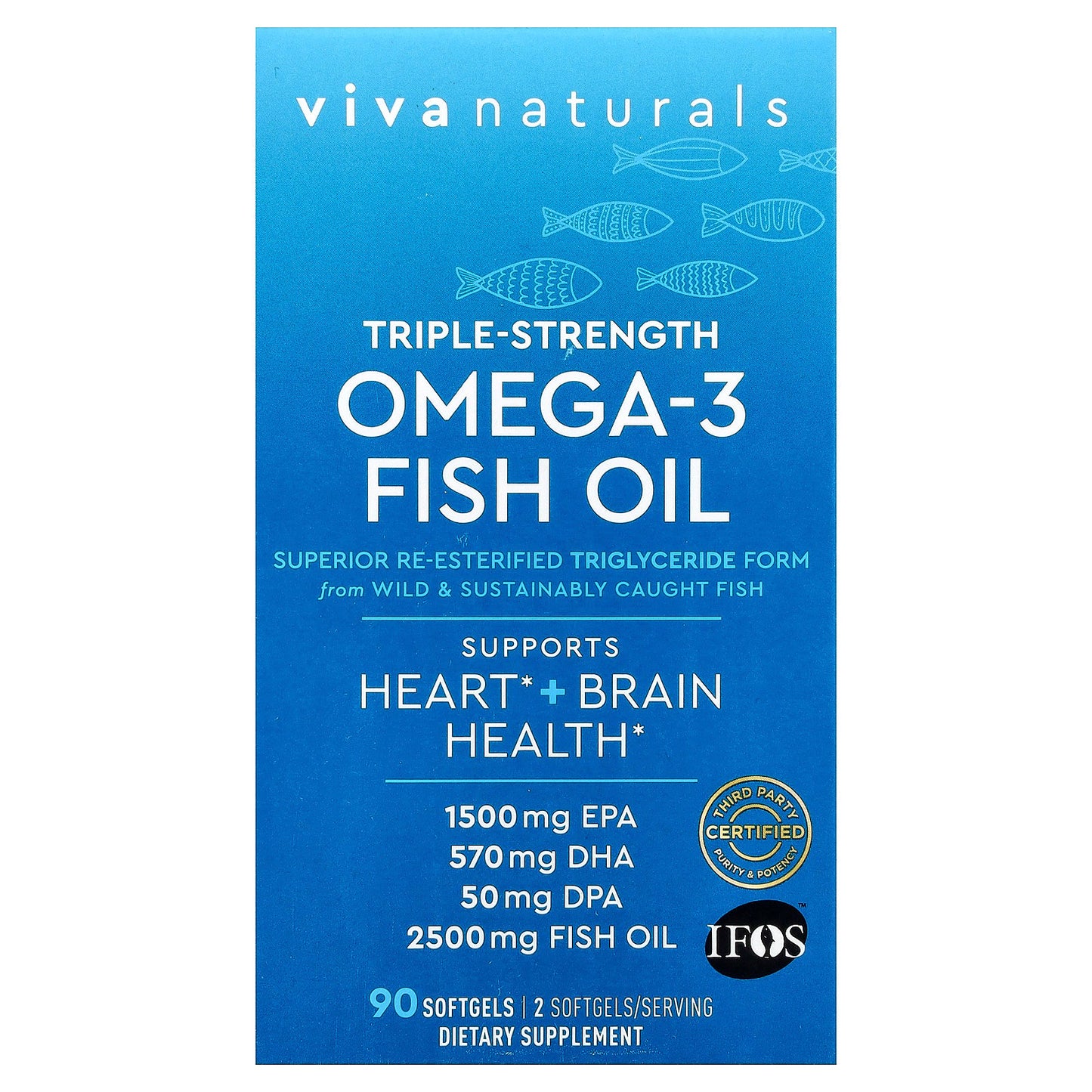Viva Naturals, Omega-3 Fish Oil, Triple Strength, 2,500 mg, 90 Softgels